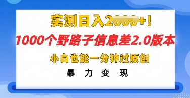 2025抖音1000个野路子信息差最新玩法,一分钟过原创,暴力变现月入几k-掘金阁