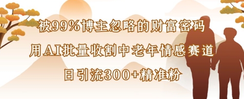 被99%博主忽略的财富密码：用AI批量收割中老年情感赛道，日引流300+精准粉-掘金阁
