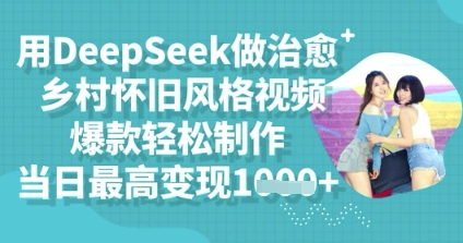 用DeepSeek做治愈乡村怀旧风格视频,爆款轻松制作,当日最高变现多张-掘金阁